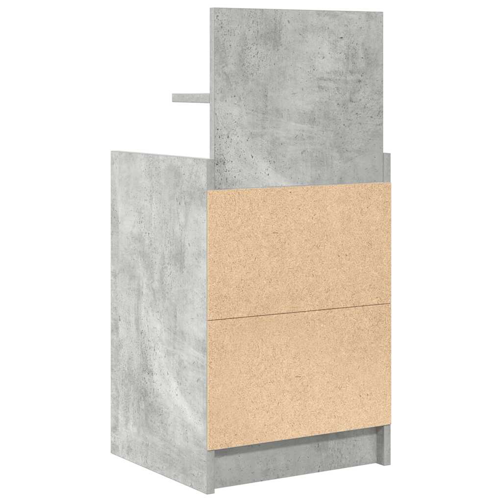 Bedside Cabinet with 2 Drawers Concrete Grey 38x34x80 cm